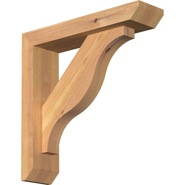 Ekena Millwork Funston Slat Smooth Bracket w/ Offset Brace, Western Red Cedar, 3 1/2"W x 14"D x 14"H BKT0402X14X14FST06SWR - main